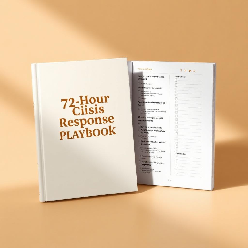 72-Hour Crisis Response Playbook mockup with checklist